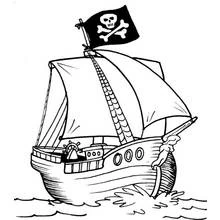 Coloriage Bateau pirate voguant sur les vagues