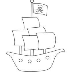 Coloriage Bateau pirate avec drapeau tête de mort