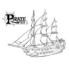 Coloriage Bateau pirate à trois mâts