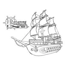 Coloriage Bateau pirate aux voiles déployées et canons