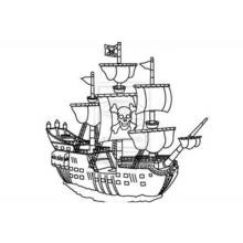 Coloriage Bateau pirate voguant avec drapeau à crâne