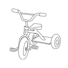 Coloriage Tricycle avec roue avant et plateforme arrière
