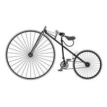 Coloriage Bicyclette ancienne à grande roue avant