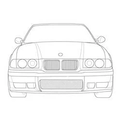 Coloriage BMW de face avec calandre en rein