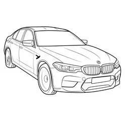 Coloriage BMW berline sportive vue de trois quarts avant