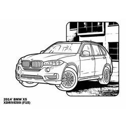 Coloriage BMW X5 garée devant un bâtiment