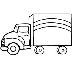 Coloriage Camion avec remorque à rayures courbes
