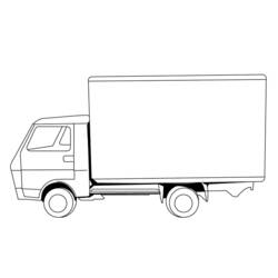 Coloriage Camion avec une grande caisse de transport