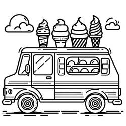 Camion de Crème Glacée - Coloriages gratuits à imprimer