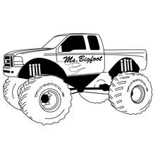 Coloriage Camion Monstre Ms. Bigfoot en contre-plongée