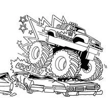 Coloriage Camion Monstre The Smasher avec effet CRUNCH
