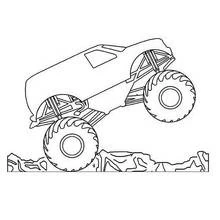 Coloriage Camion Monstre grimpant sur des rochers