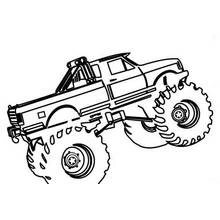 Coloriage Camion Monstre aux roues démesurées