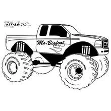 Coloriage Camion Monstre Ms. Bigfoot aux roues géantes