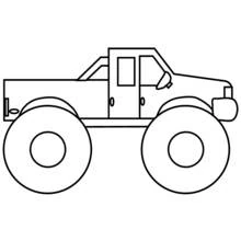 Coloriage Camion Monstre avec benne arrière et deux roues