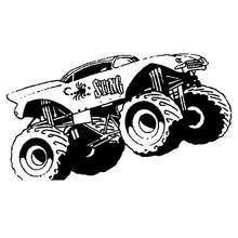Coloriage Camion Monstre Sting avec logo scorpion