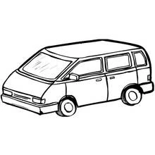 Coloriage Camionnette vue de profil légèrement avant
