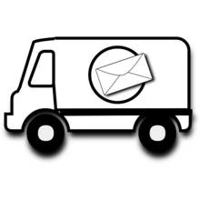 Coloriage Camionnette postale avec logo enveloppe