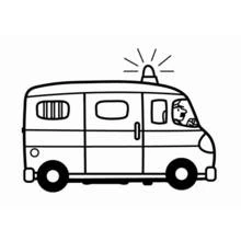 Coloriage Camionnette de police avec sirène et chauffeur