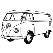 Coloriage Camionnette classique vue de face en trois quarts