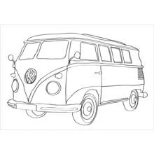 Coloriage Camionnette combi vintage aux phares ronds
