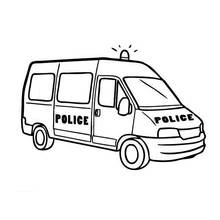 Coloriage Camionnette de police avec gyrophare et fenêtres latérales