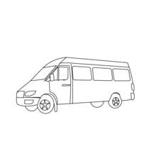 Coloriage Camionnette vue de profil avec plusieurs fenêtres