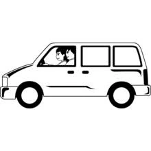 Coloriage Camionnette avec deux passagers