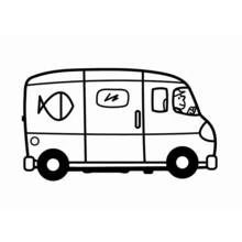 Coloriage Camionnette de livraison avec logo poisson