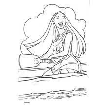 Coloriage Pocahontas dans son canot
