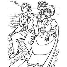 Coloriage Tarzan naviguant en canot avec ses amis