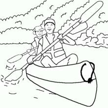 Coloriage Deux pagayeurs dans un canot