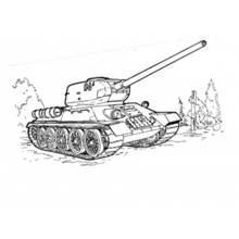 Coloriage Char T-34 dans une clairière