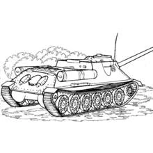 Coloriage Char avec long canon et buisson