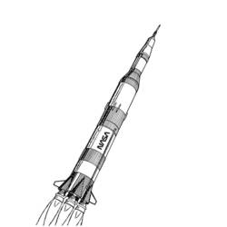 Coloriage Fusée NASA en plein décollage
