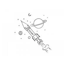 Coloriage Fusée traversant l'espace