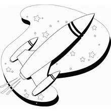 Coloriage Fusée volant dans un tourbillon étoilé