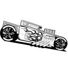 Coloriage Hot Wheels voiture tunée avec flammes et moteur apparent