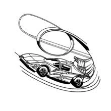 Coloriage Hot Wheels en pleine course sur une piste en boucle
