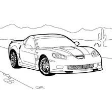Coloriage Hot Wheels voiture de sport dans le désert