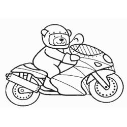 Coloriage Ourson en peluche conduisant une moto