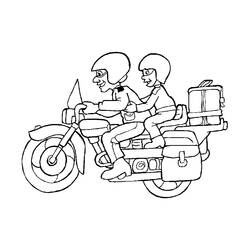 Coloriage Deux motards en voyage sur une moto