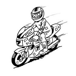Coloriage Moto de course avec pilote penché en avant
