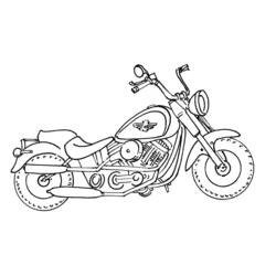Coloriage Moto de style custom vue de profil