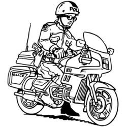 Coloriage Policier conduisant une moto
