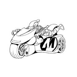 Coloriage Moto futuriste avec pilote allongé