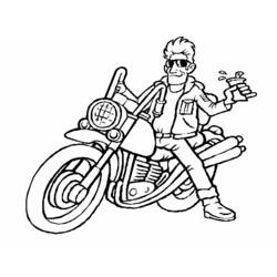 Coloriage Motard assis sur sa moto customisée