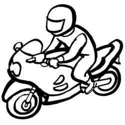 Coloriage Motard casqué sur sa moto