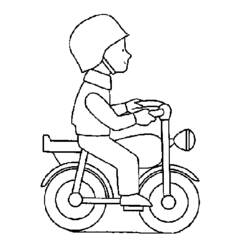 Coloriage Moto conduite par un motard casqué