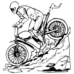 Coloriage Motocross gravissant une pente rocheuse